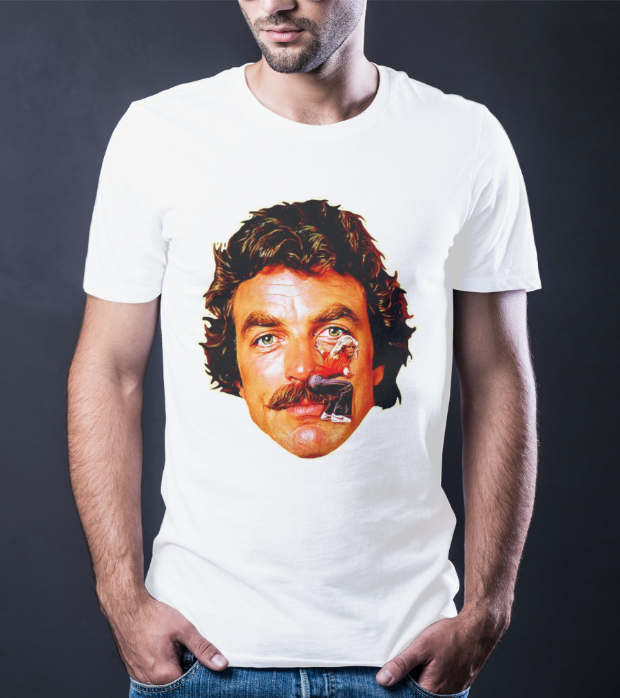 Tom Selleck Mustache Ride Head Portrait With Man T-Shirt