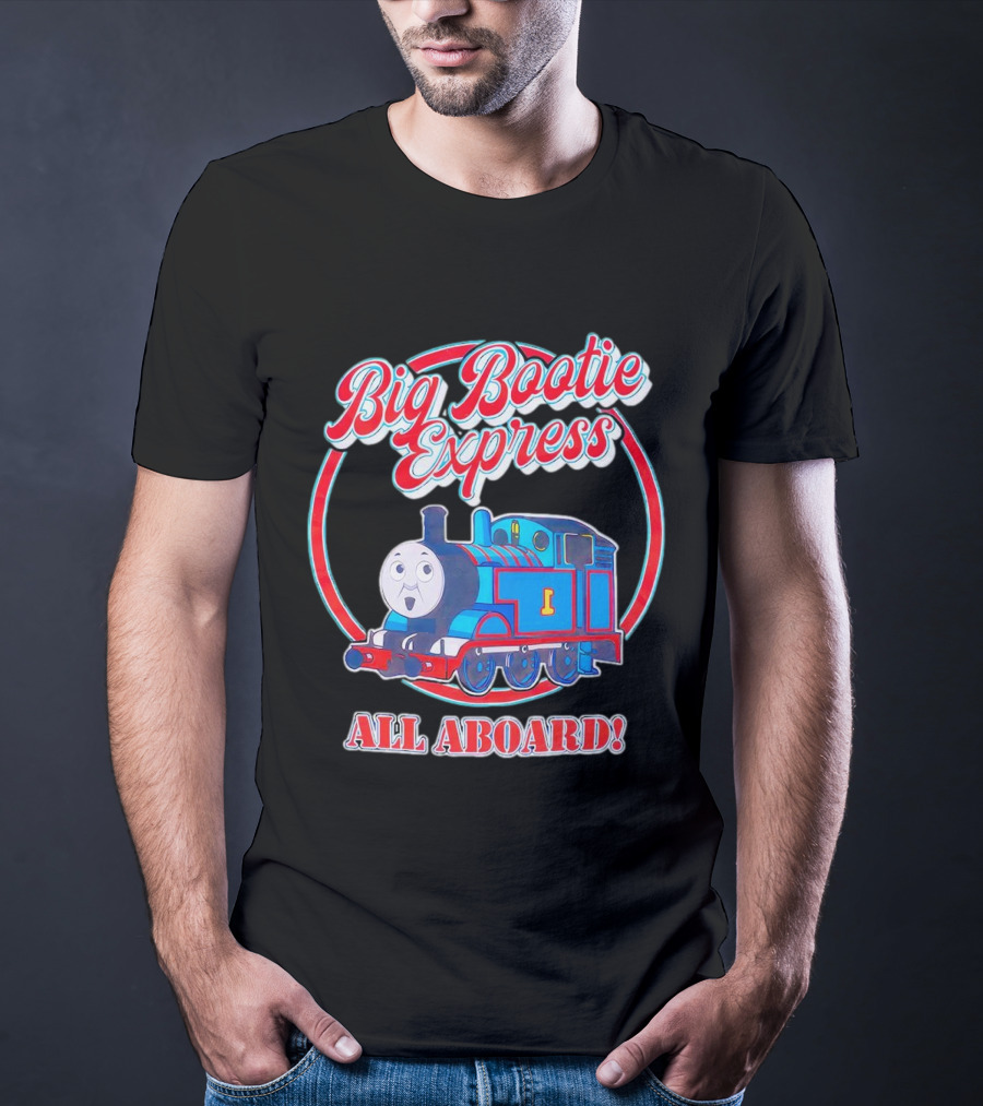 Big Bootie Express All Aboard Train Engine Character T-Shirt