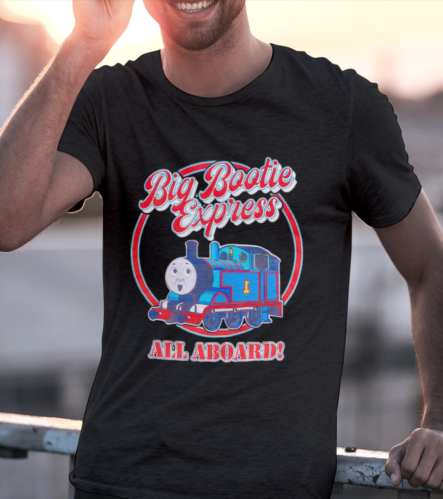 Big Bootie Express All Aboard Train Engine Character T-Shirt