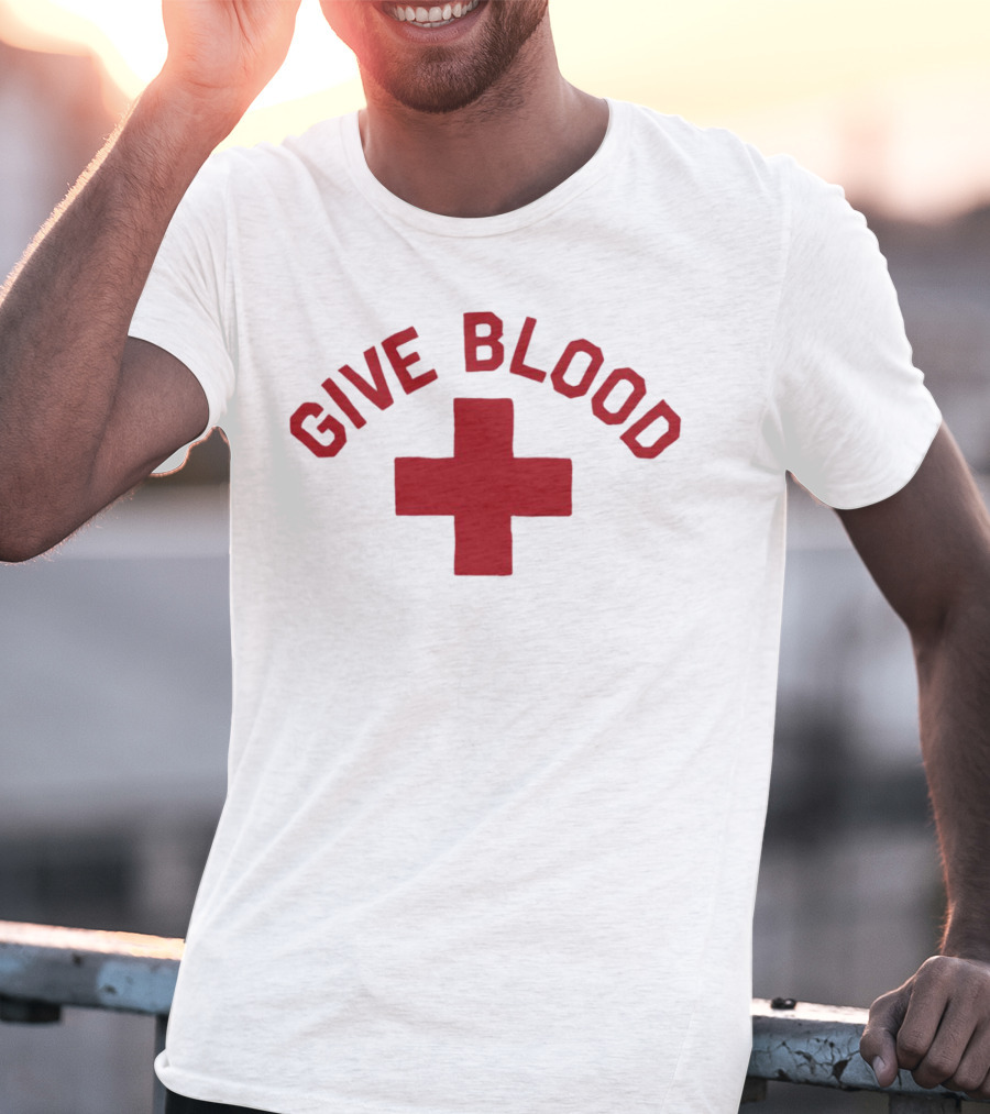 Give Blood Red Cross Text Red T-Shirt