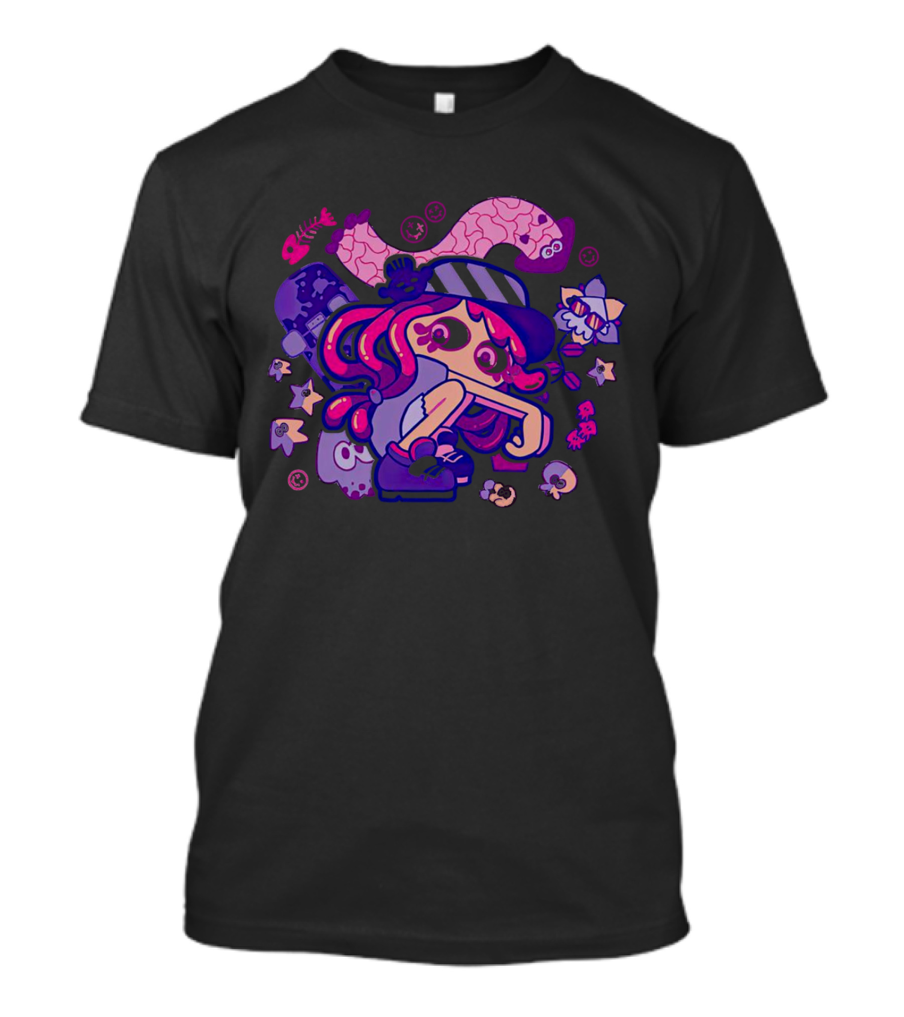 Hotlantis Harmony Splatoon Character Surrounded By Artistic Marine Elements T-Shirt