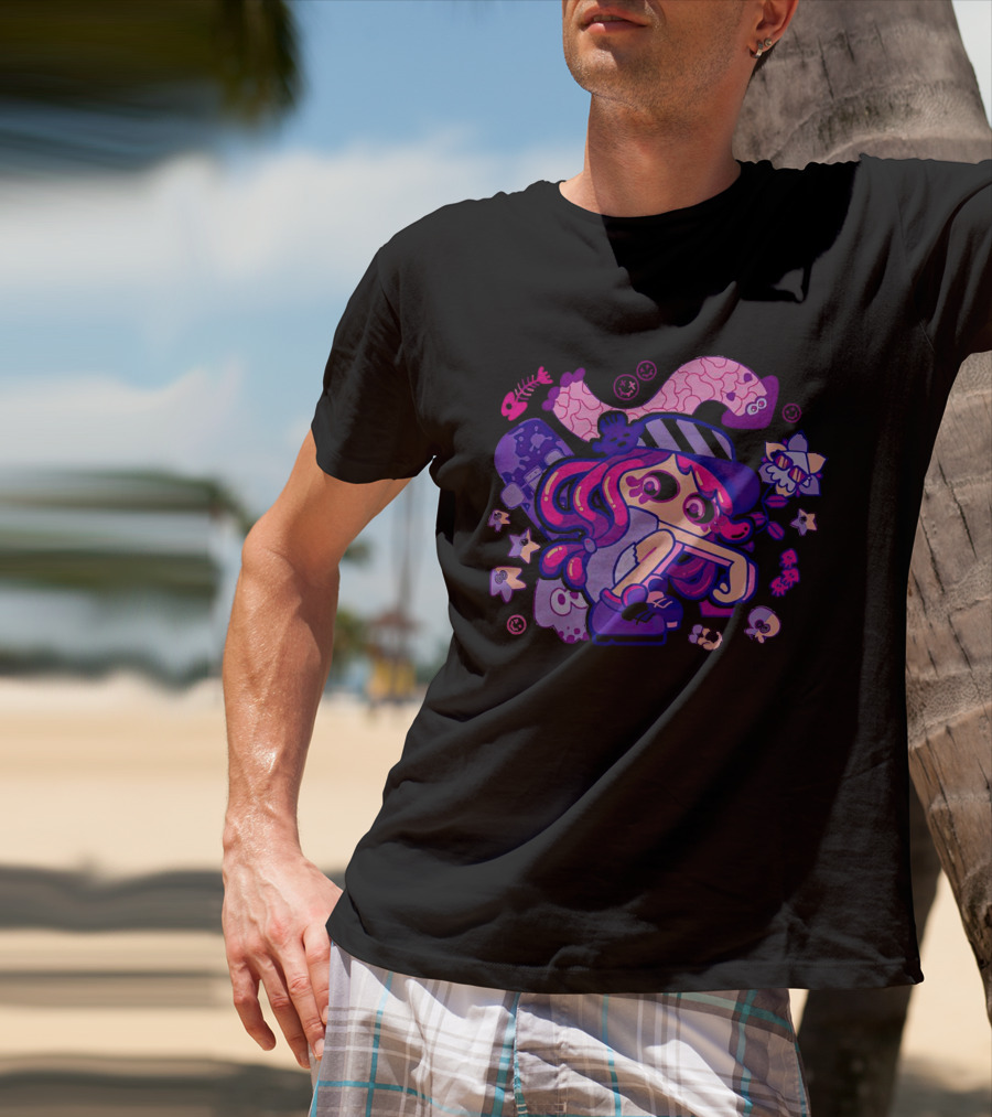 Hotlantis Harmony Splatoon Character Surrounded By Artistic Marine Elements T-Shirt