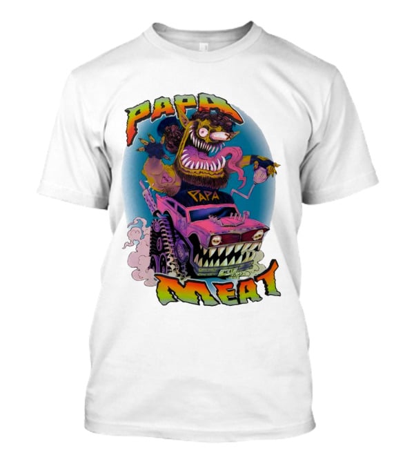 PAPA MEAT Monster Truck Cartoon Art Style Vintage Retro T-Shirt