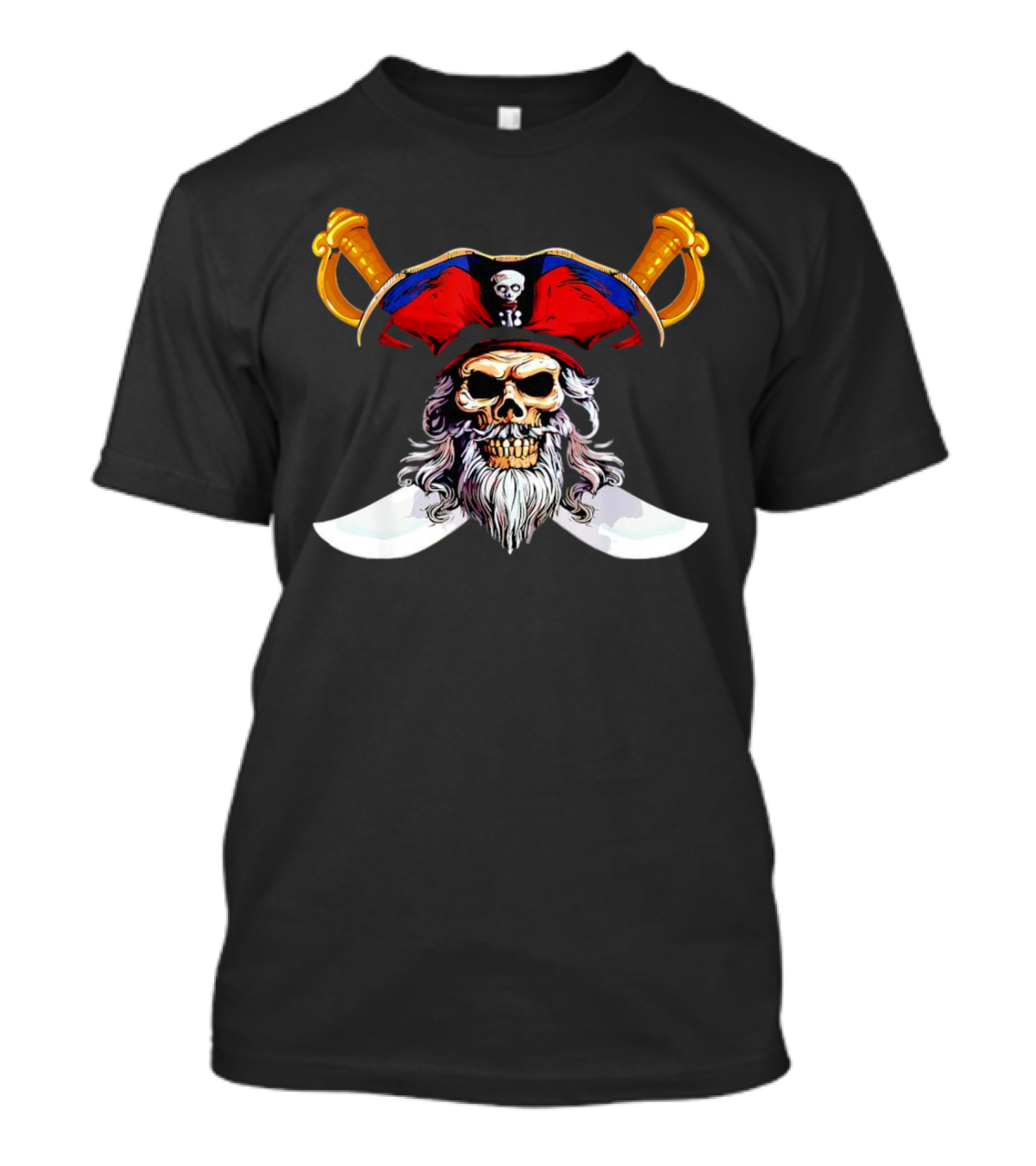 Pirate Skull With Red Hat And Crossed Swords T-Shirt