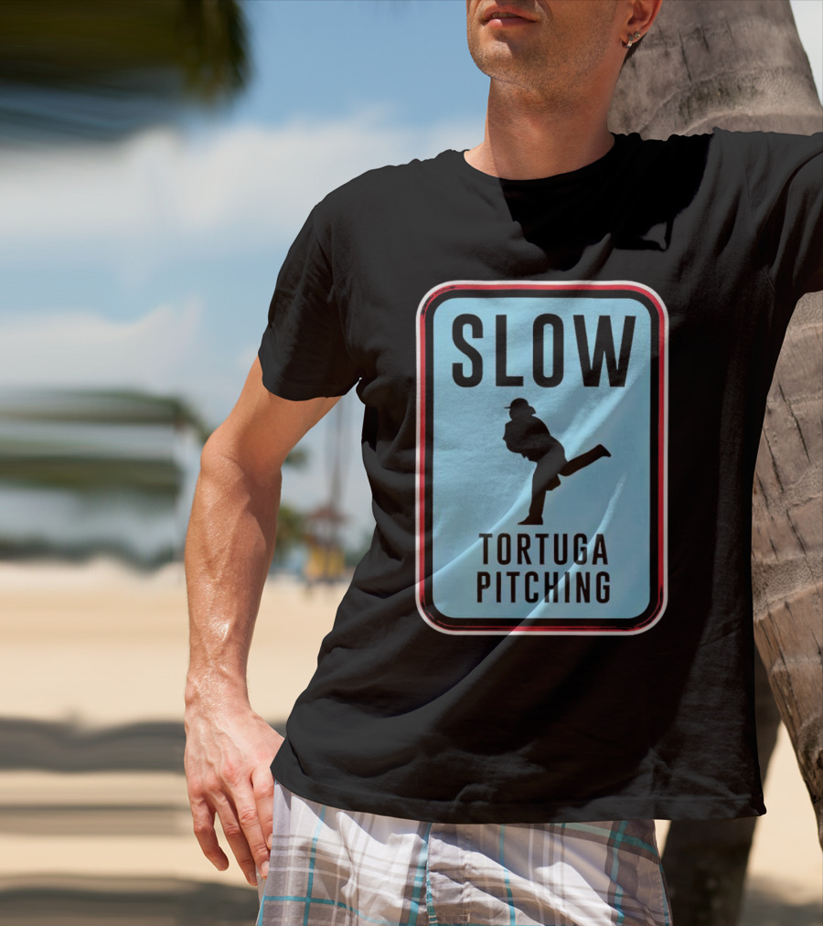 SLOW Tortuga Pitching Sign Baseball T-Shirt