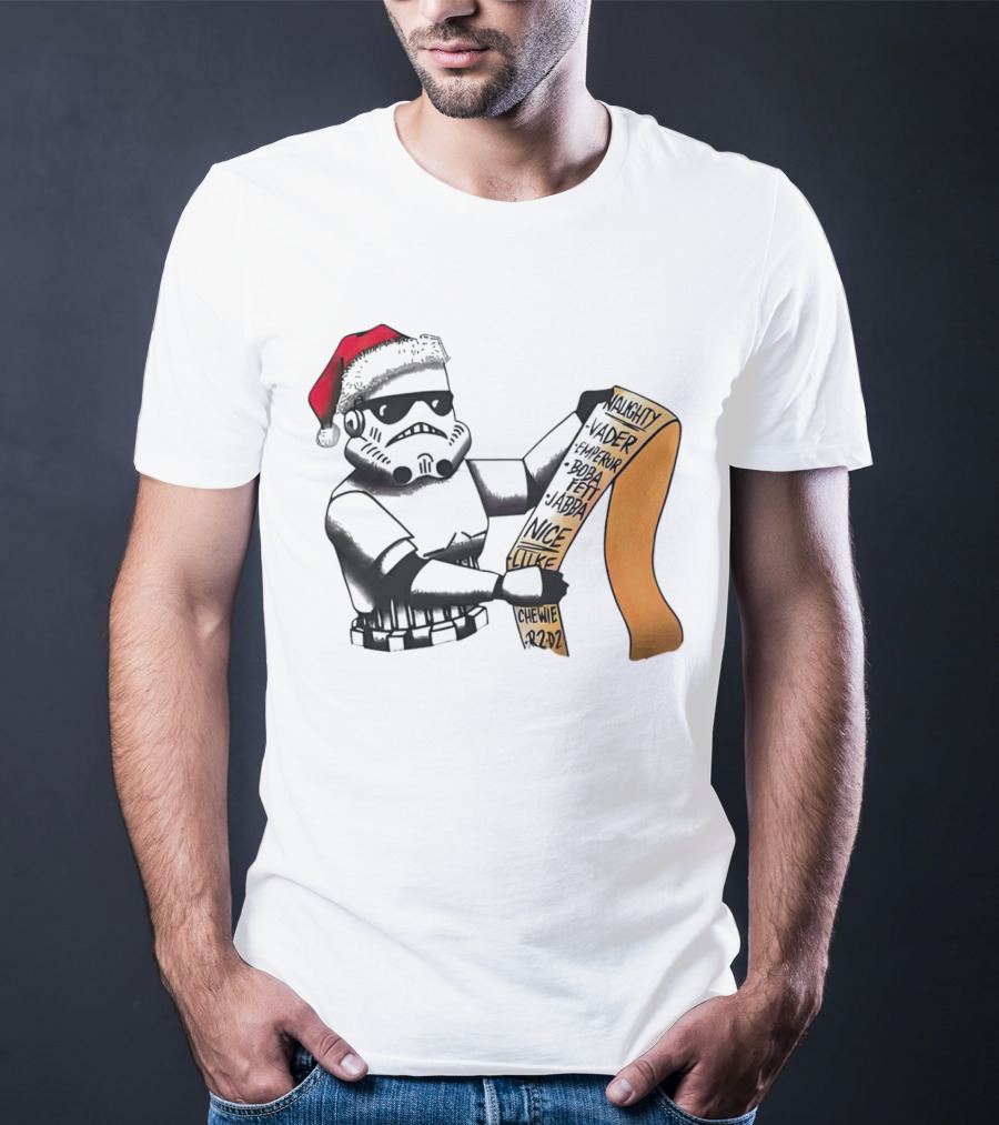 Stormtrooper Santa Naughty Nice List Vader Chewie Holiday Fun T-Shirt
