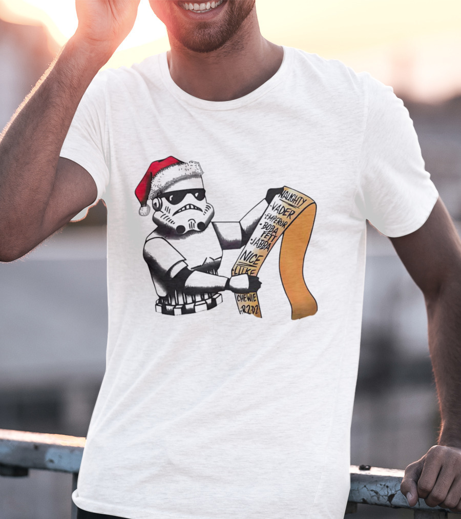 Stormtrooper Santa Naughty Nice List Vader Chewie Holiday Fun T-Shirt
