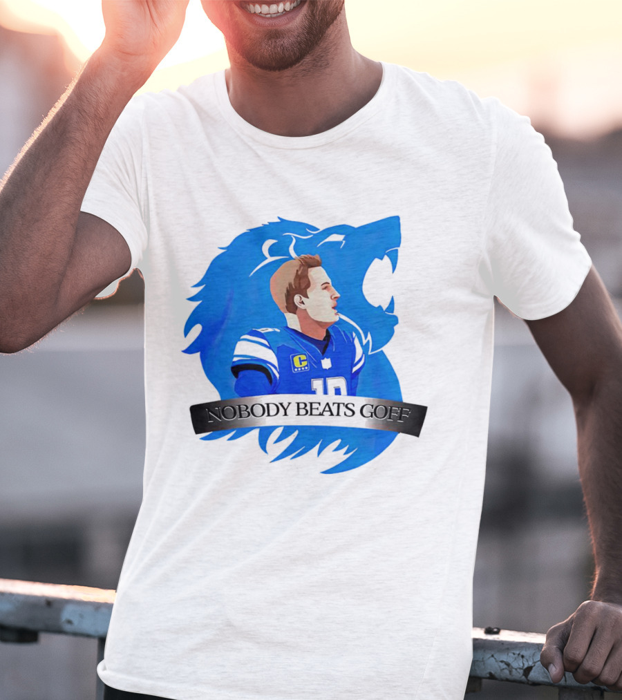 That’s Good Sports Nobody Beats Goff Blue Lion Football Player T-Shirt
