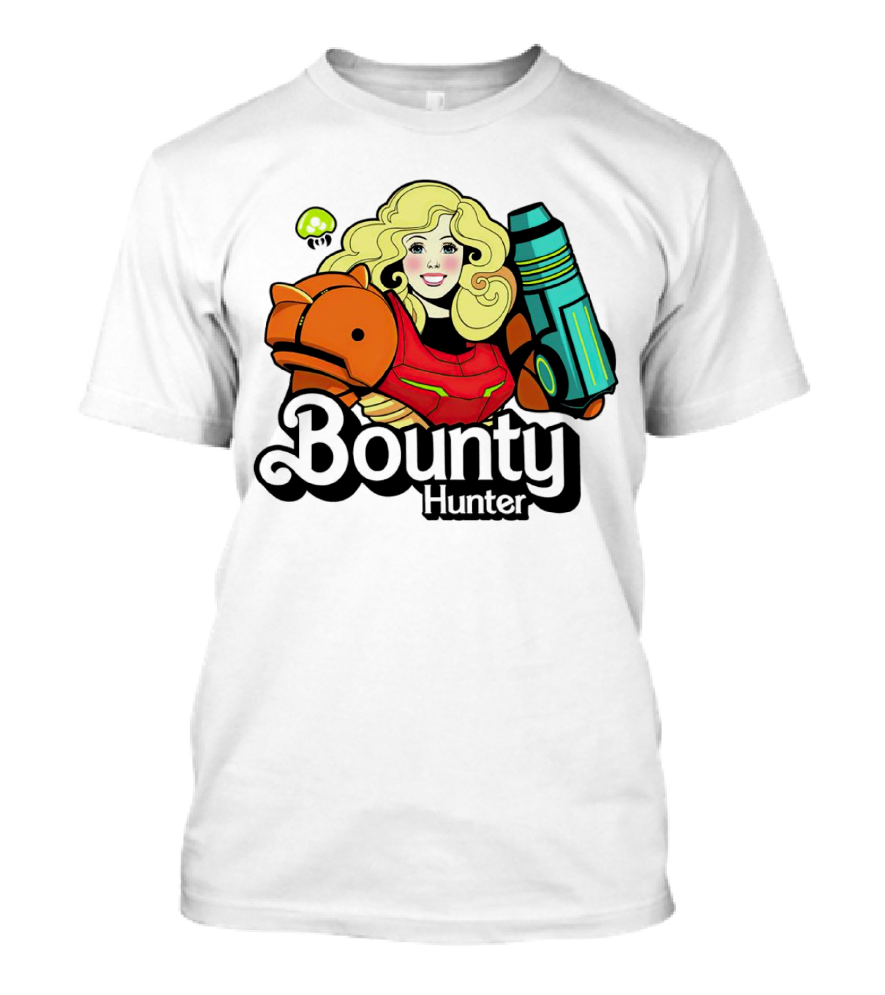 Bounty Hunter Retro Blonde Character With Sci-Fi Armor T-Shirt