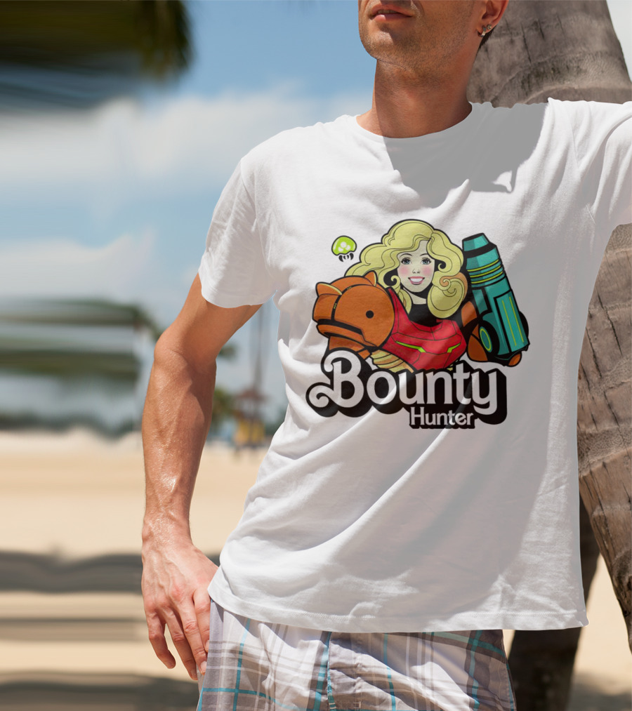 Bounty Hunter Retro Blonde Character With Sci-Fi Armor T-Shirt