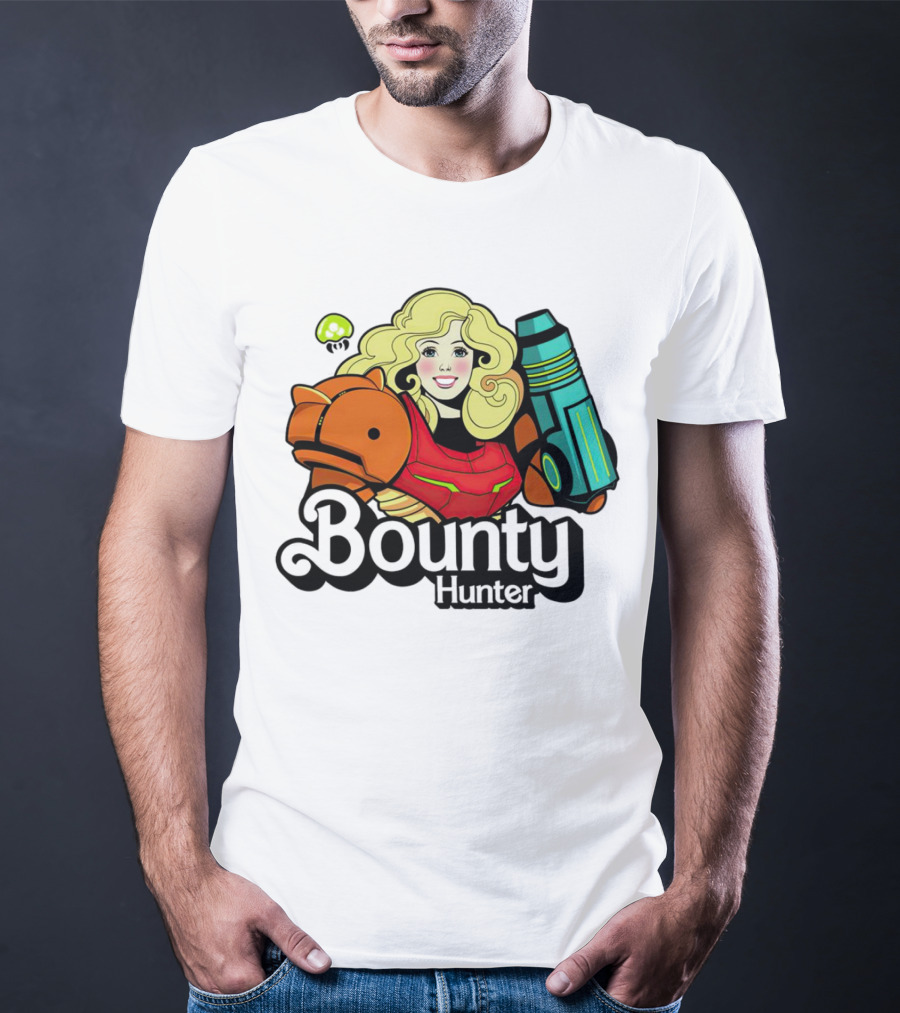 Bounty Hunter Retro Blonde Character With Sci-Fi Armor T-Shirt