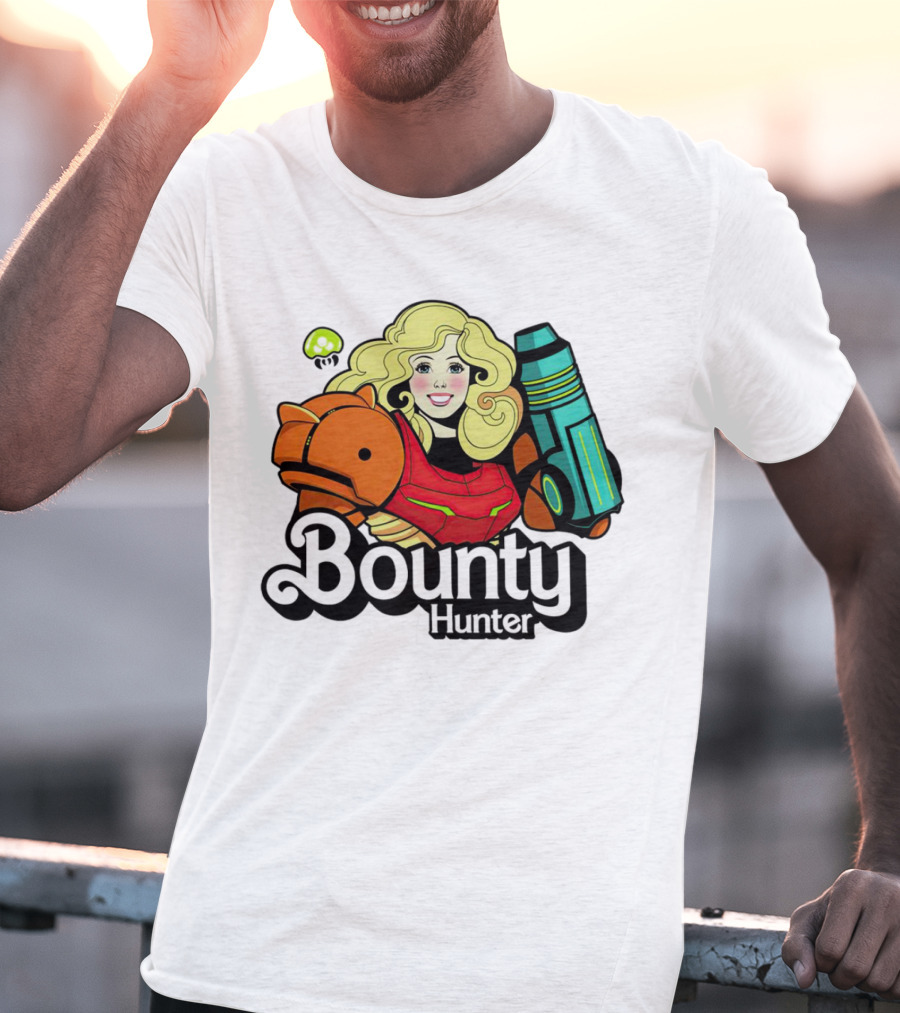 Bounty Hunter Retro Blonde Character With Sci-Fi Armor T-Shirt