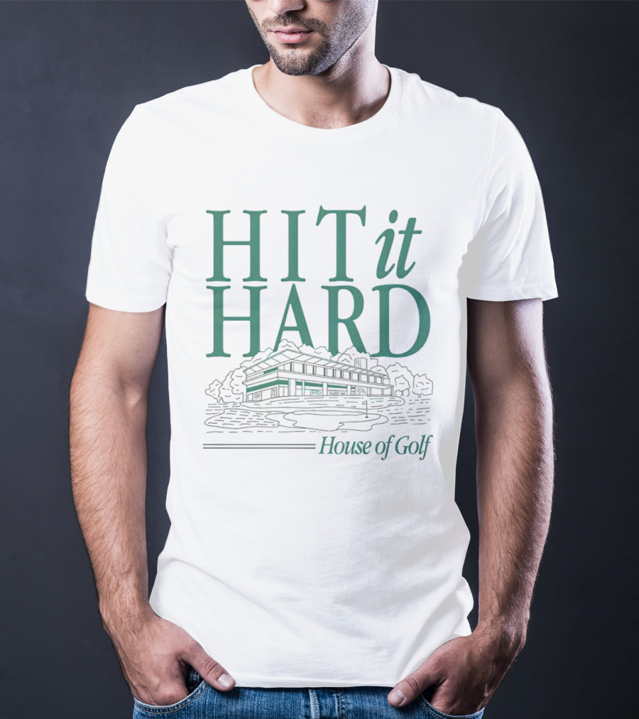 Hit It Hard House Of Golf Sports Building Outline T-Shirt