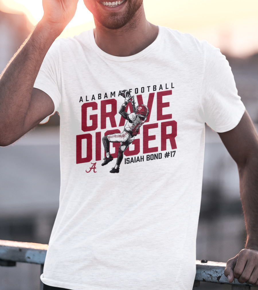 Alabama Football Isaiah Bond #17 Grave Digger Crimson Tide T-Shirt