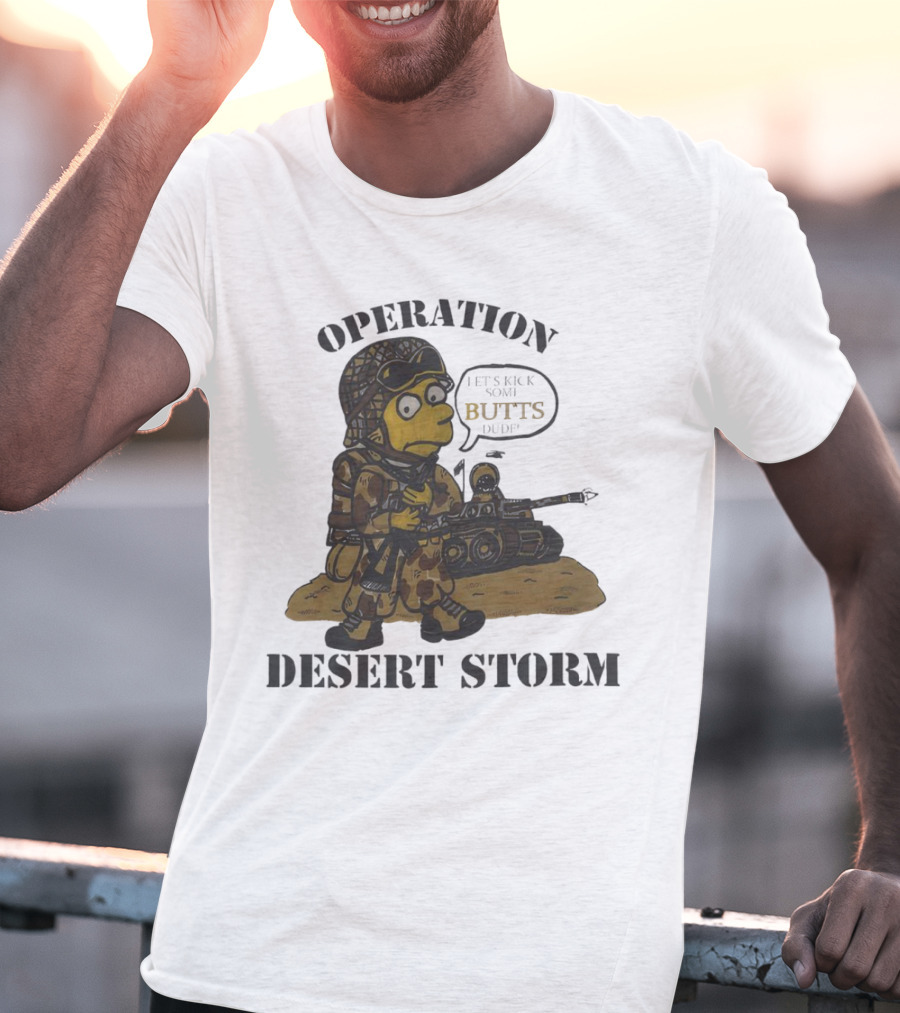 Operation Desert Storm Bart Simpson Let's Kick Butts T-Shirt