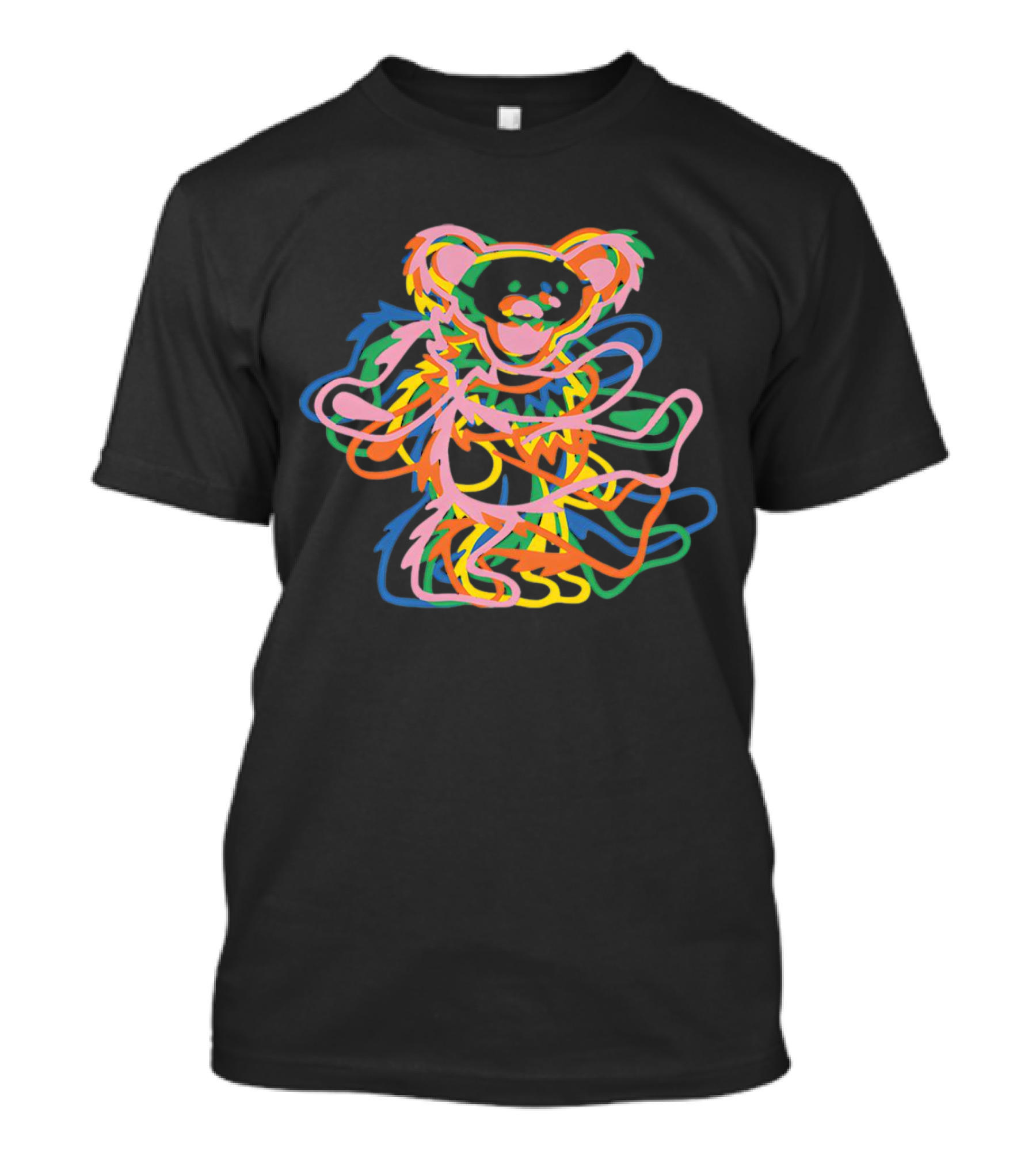 Grateful Dead Colorful Dancing Bear Icon Multicolor Overlay T-Shirt