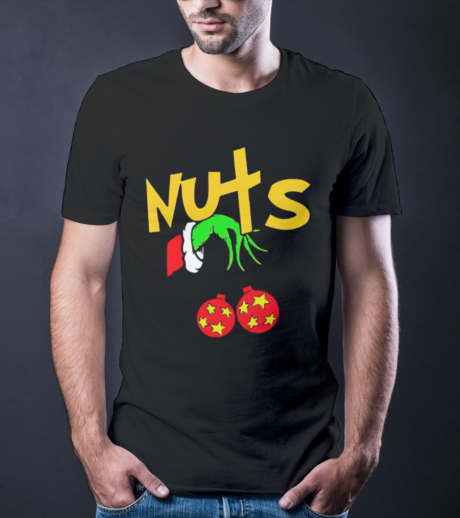 Grinch Nuts Bauble Christmas Santa Hat Holiday Humor T-Shirt