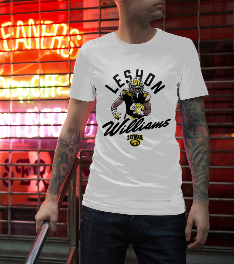 Leshon Williams Iowa Football Hawkeyes Cartoon Football Player T-Shirt