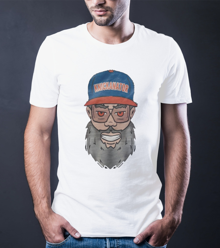 Nickanator New York Knicks Beard Hat Face T-Shirt