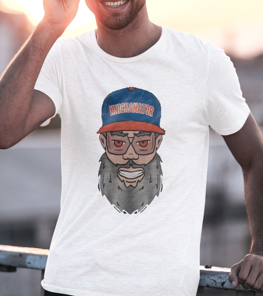 Nickanator New York Knicks Beard Hat Face T-Shirt