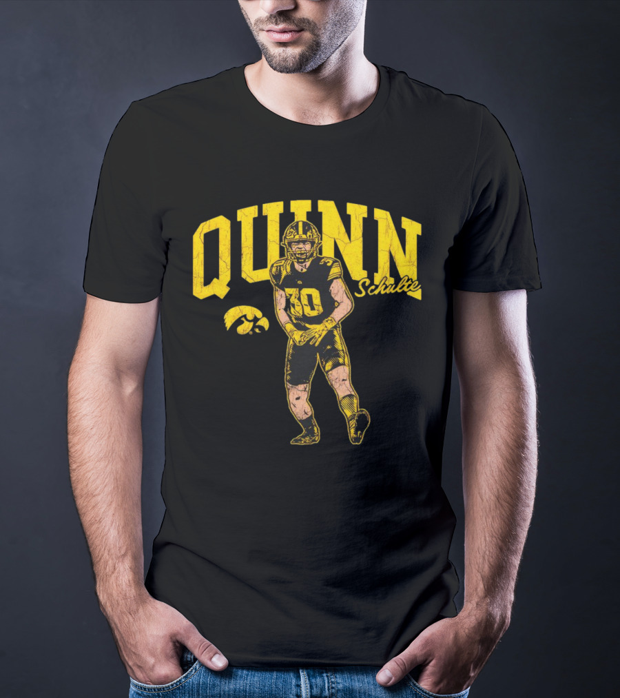 Quinn Schulte Iowa Hawkeyes Football Number 10 Cartoon T-Shirt