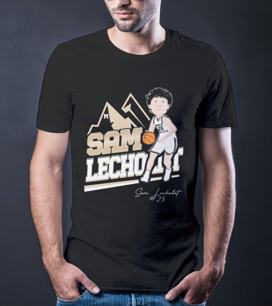 Sam Lecholat Montana State Bobcats Collective #25 Signature Basketball Player M T-Shirt