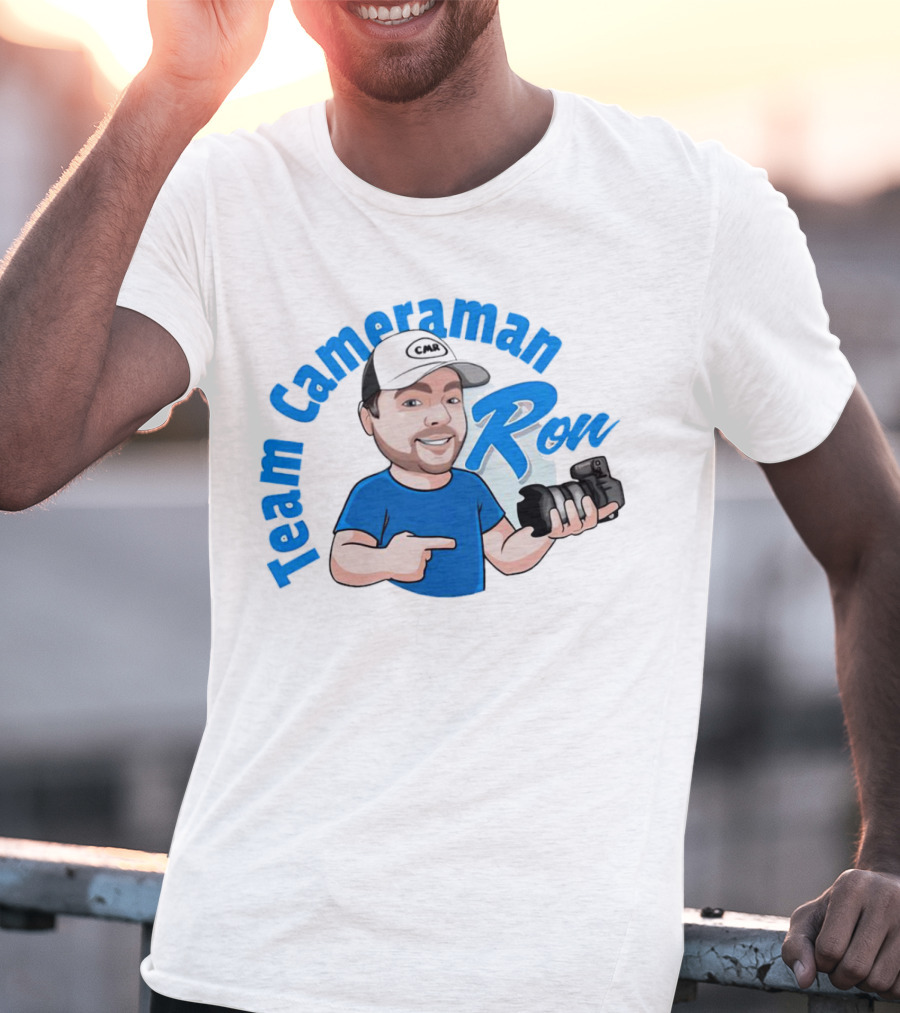 Team Cameraman Ron Cartoon Character Holding Camera T-Shirt