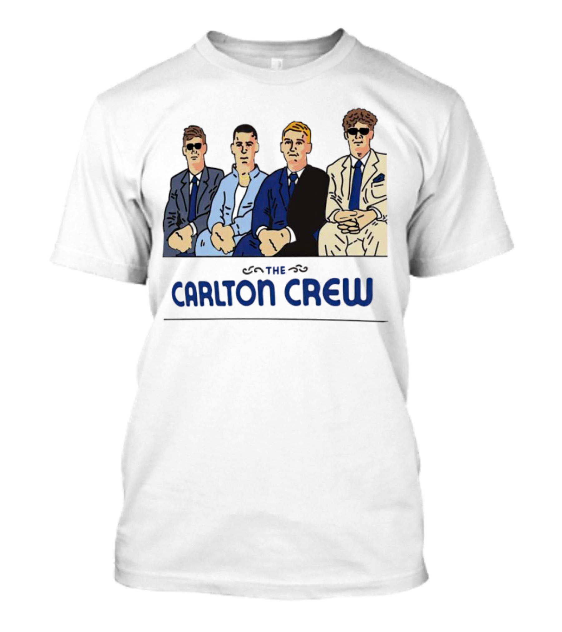 Carlton Crew Cartoon Characters In Suits And Sunglasses T-Shirt