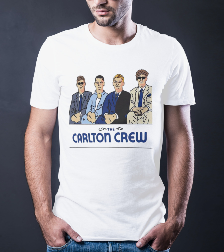 Carlton Crew Cartoon Characters In Suits And Sunglasses T-Shirt