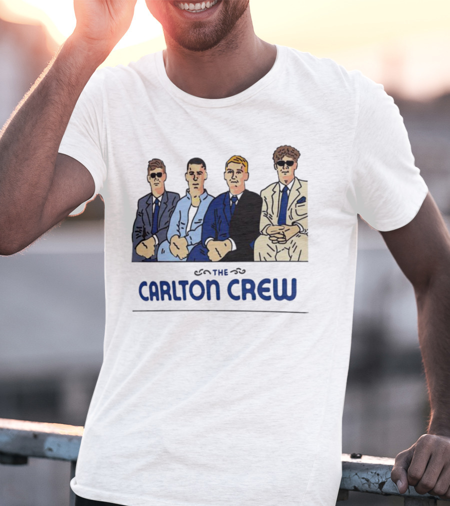 Carlton Crew Cartoon Characters In Suits And Sunglasses T-Shirt