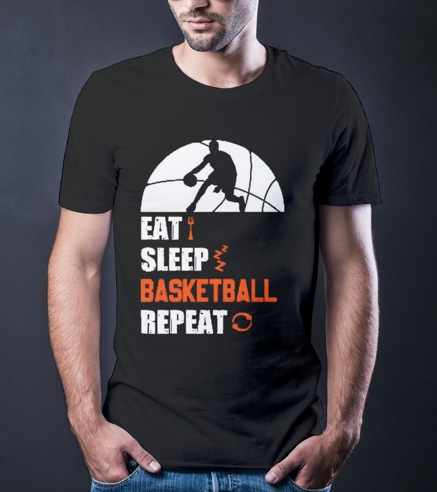 Eat Sleep Basketball Repeat Player Silhouette Ball T-Shirt