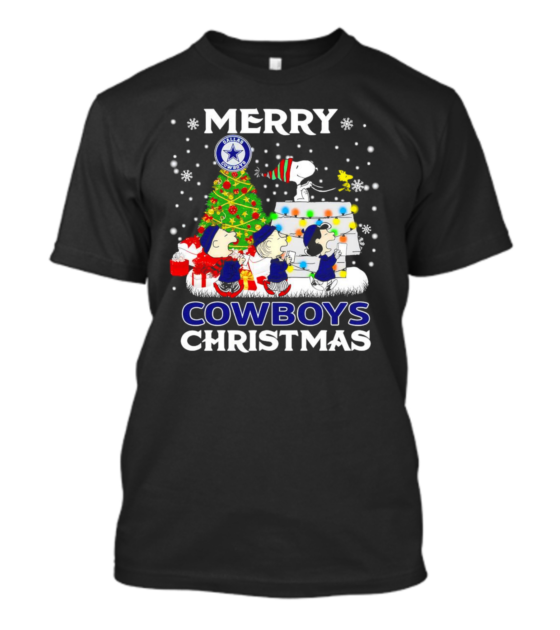Merry Dallas Cowboys Peanuts Characters Christmas T-Shirt