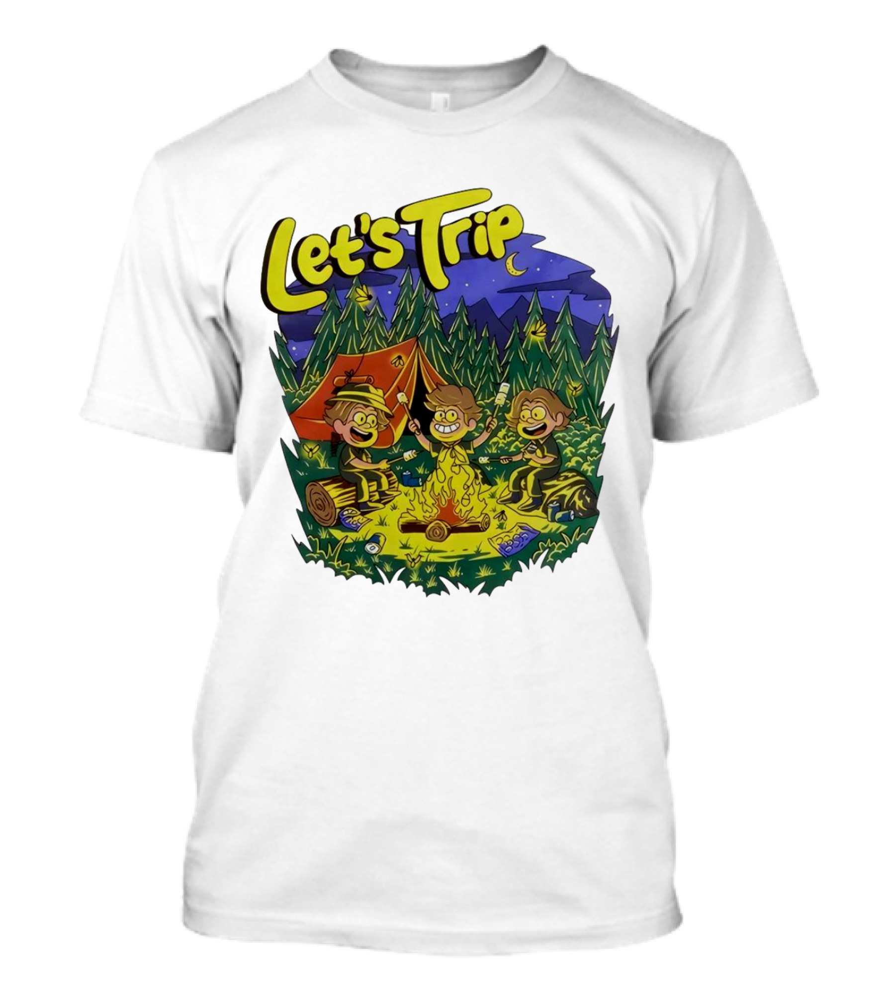 Let's Trip Around Campfire Cartoon Adventure T-Shirt