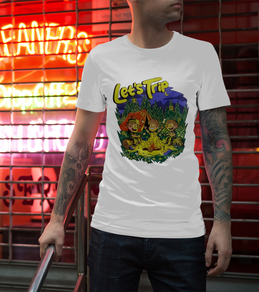 Let's Trip Around Campfire Cartoon Adventure T-Shirt