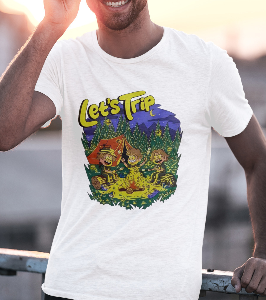 Let's Trip Around Campfire Cartoon Adventure T-Shirt