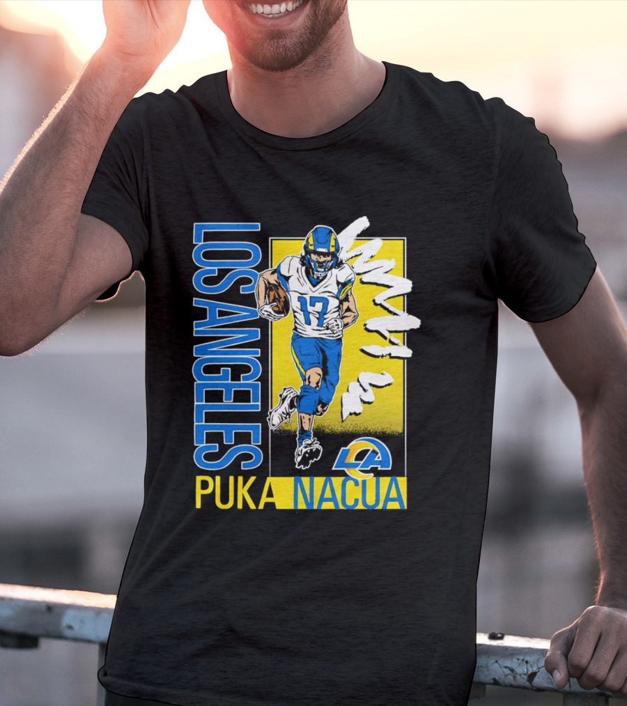 Los Angeles Puka Nacua Rams 17 Player Caricature T-Shirt