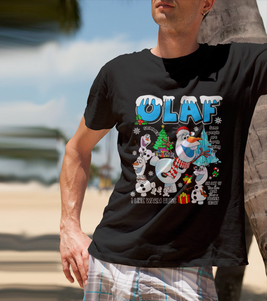OLAF Summer I'm Olaf I Like Warm Hugs Christmas Santa Hat Some People Are Worth Melting For T-Shirt