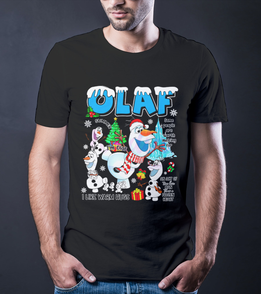 OLAF Summer I'm Olaf I Like Warm Hugs Christmas Santa Hat Some People Are Worth Melting For T-Shirt