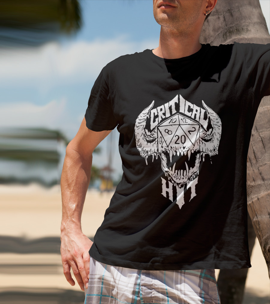 Critical Hit Dice Skull D20 Gaming T-Shirt