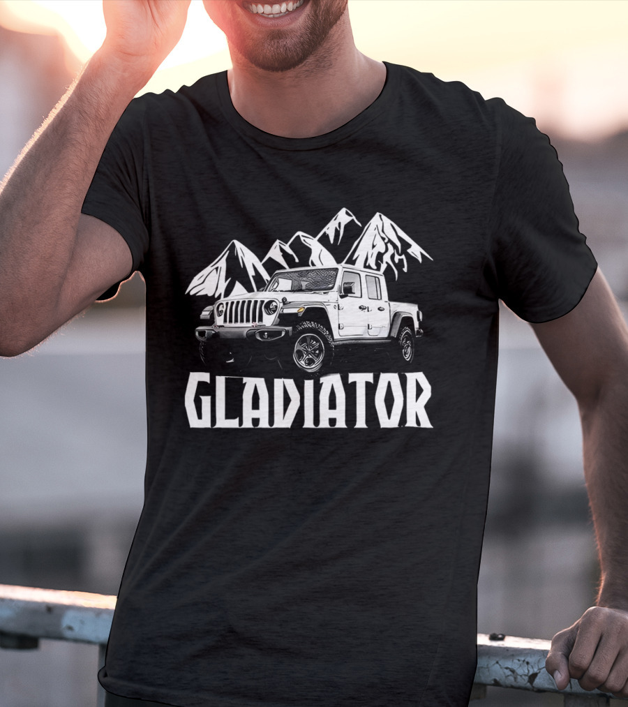 Gladiator Jeep With Mountain Background T-Shirt