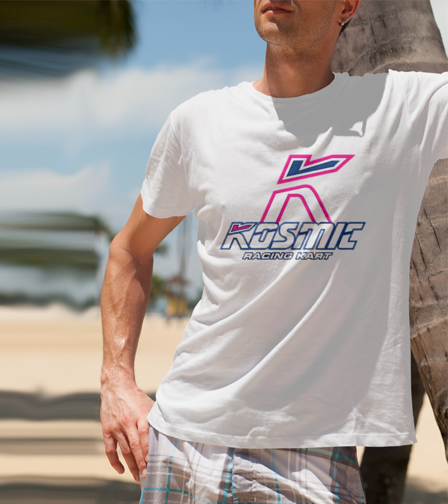 Kosmic Racing Kart K Logo Blue And Pink T-Shirt