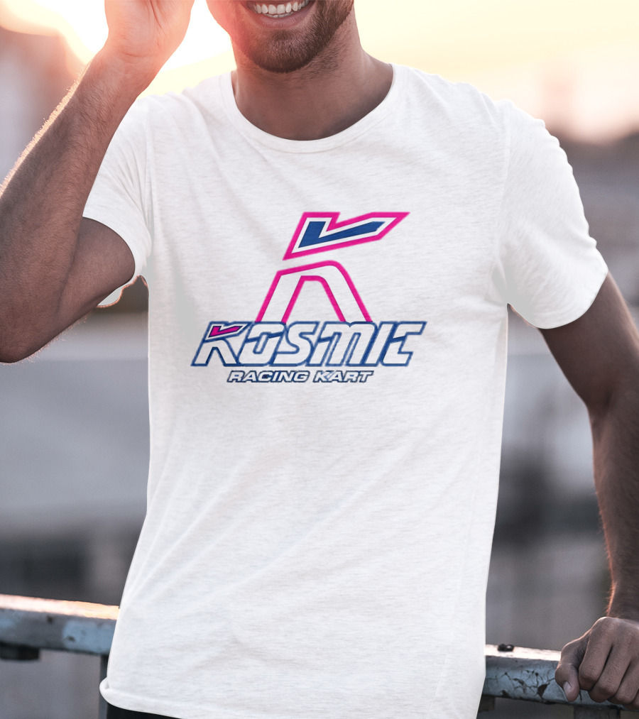 Kosmic Racing Kart K Logo Blue And Pink T-Shirt