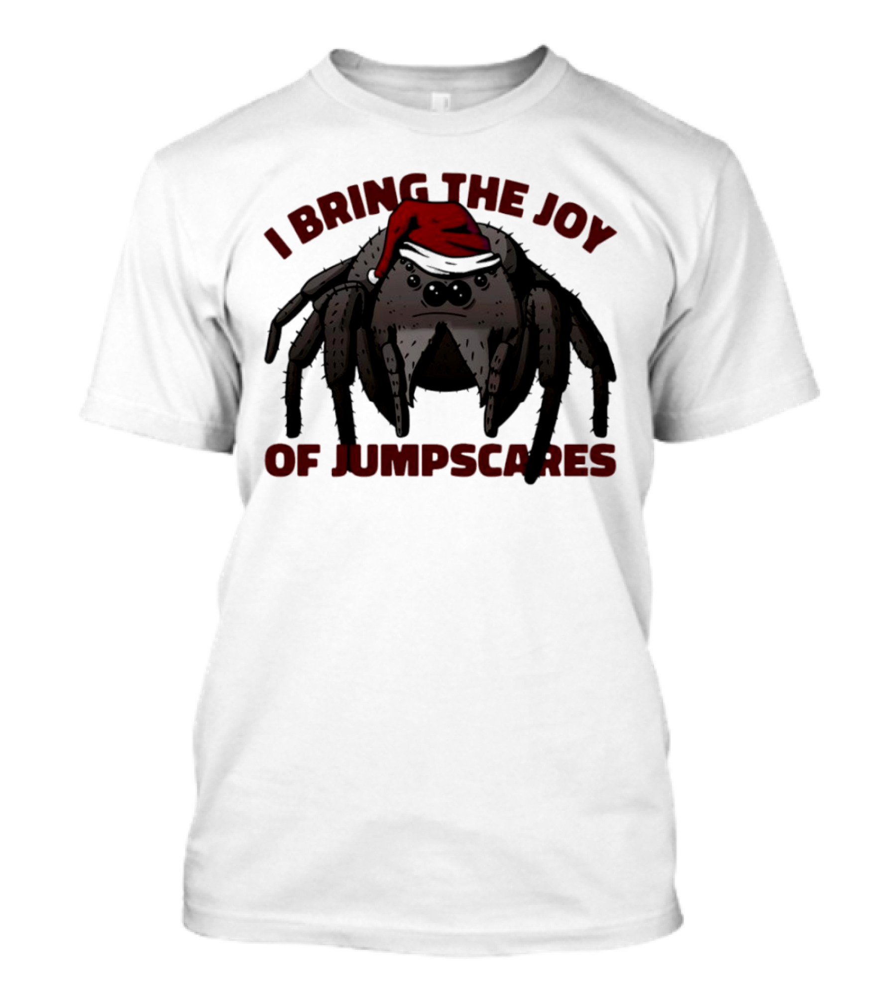 I Bring The Joy Of Jumpscares Christmas Spider With Santa Hat T-Shirt
