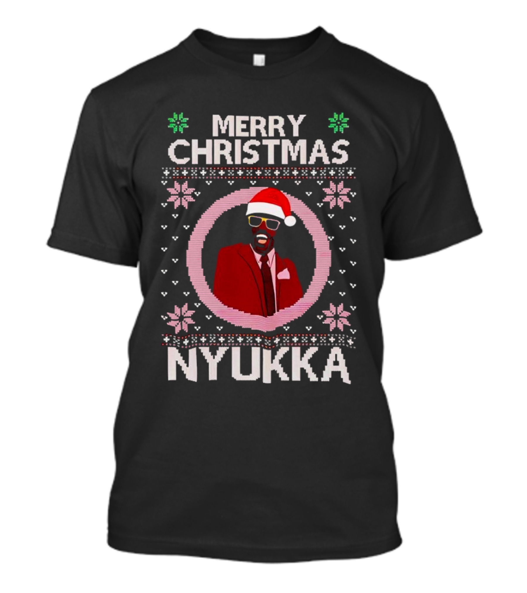 Merry Christmas Nyukka Santa Hat Snowflakes T-Shirt