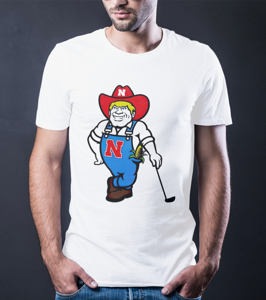 Nebraska Huskers Herbie Husker Iconic Corn Golf Character T-Shirt