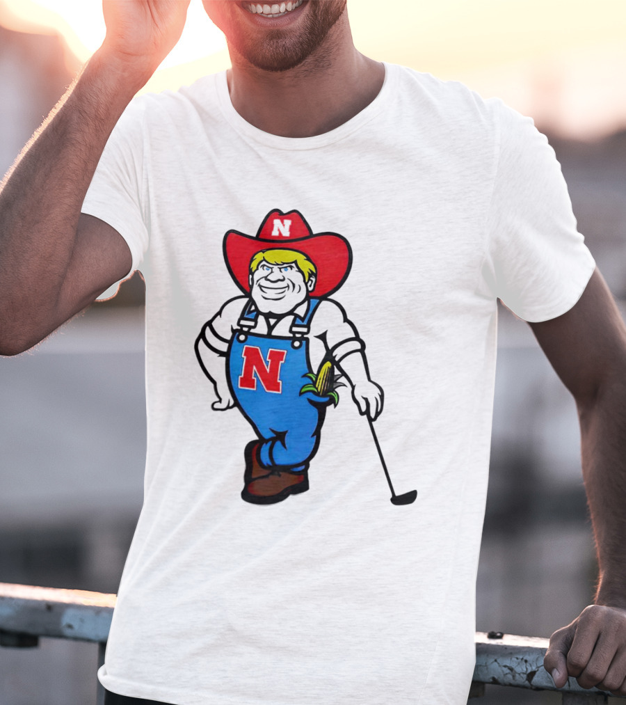 Nebraska Huskers Herbie Husker Iconic Corn Golf Character T-Shirt