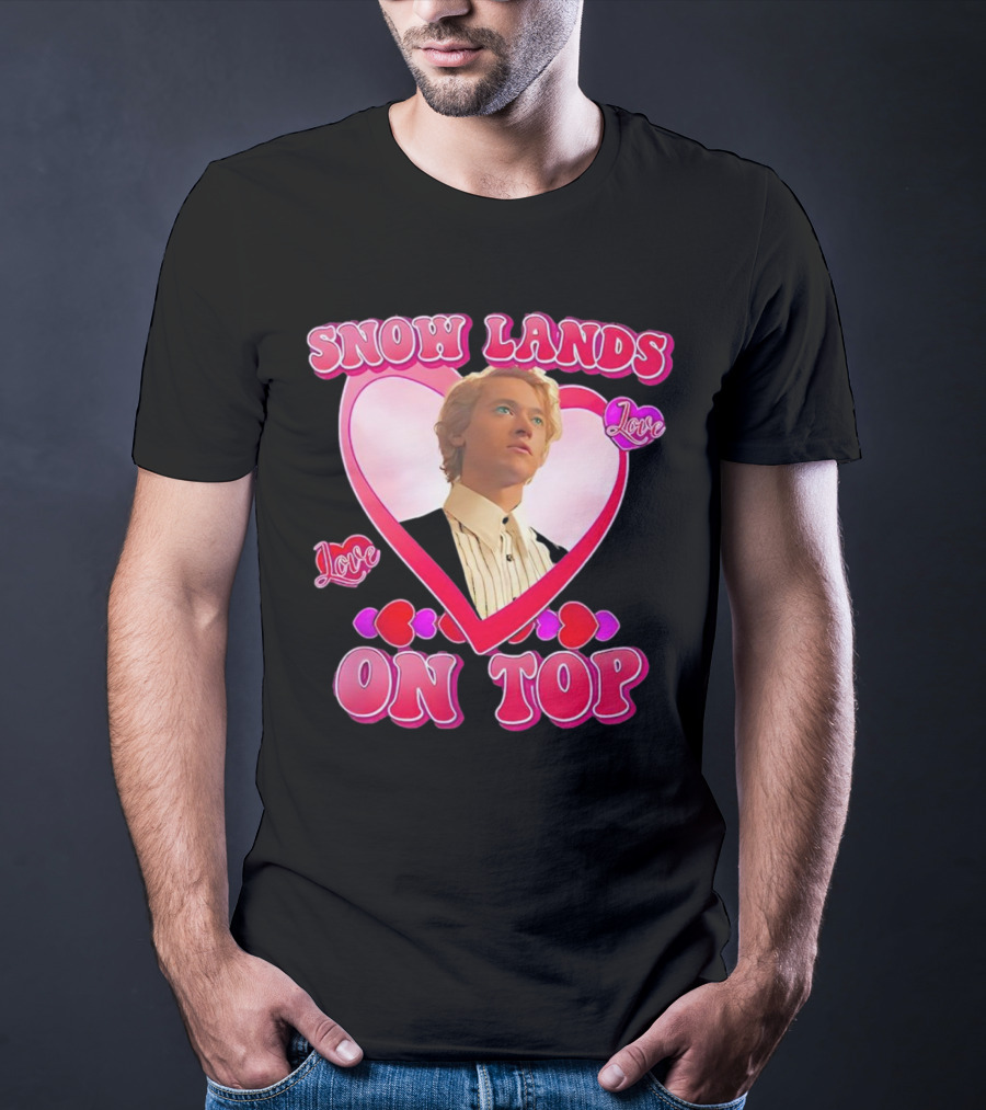 Snow Lands Love On Top Heart Framed Portrait Romance T-Shirt