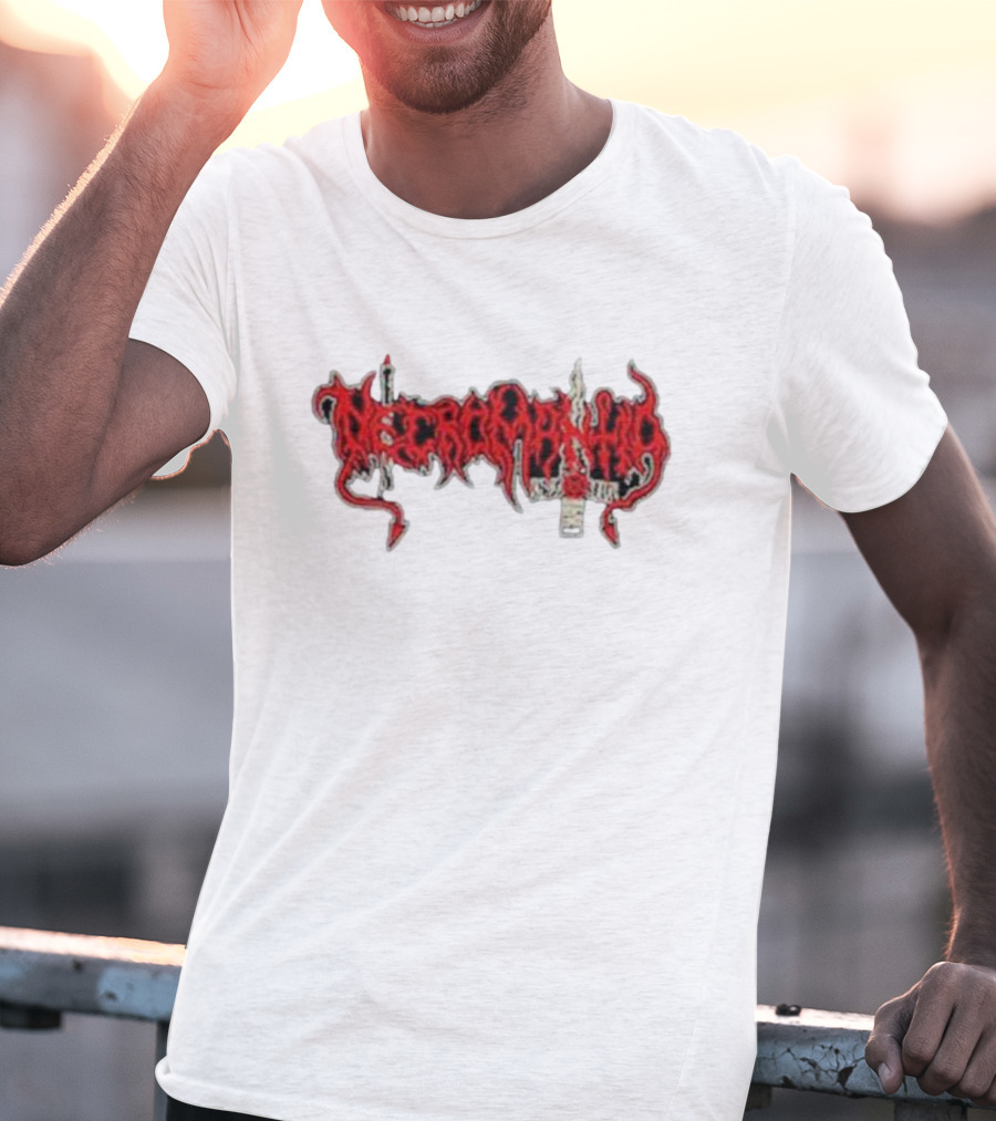 Necromantia Logo Red Text With Sword And Candle T-Shirt
