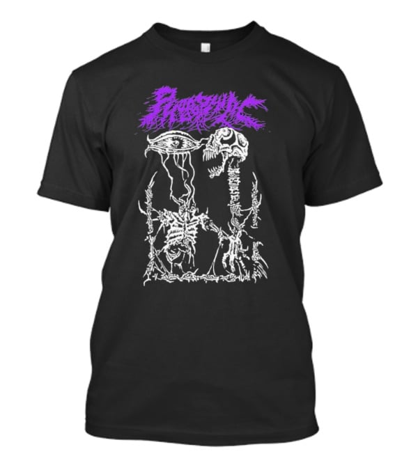 Phobophilic Eye To Eye Skeleton Skull Art Purple Text T-Shirt