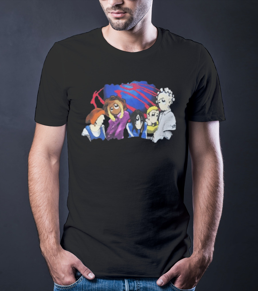 Rare Vintage 1998 Korn Cartoon Characters With Bold Red And Blue Elements T-Shirt